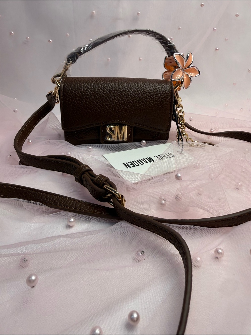 Steve Madden Brown Mini Crossbody Top Handle & Detachable Strap